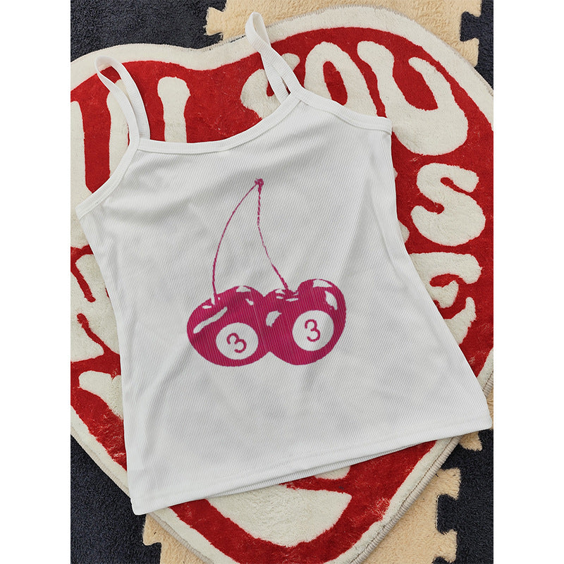 Dame ermeløs camisole med fruktig motiv Skjora