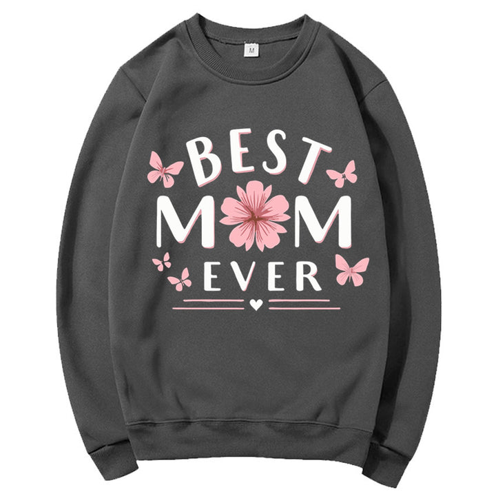 Dame sweatshirt med leken favorittutsagn og blomsterdesign Skjora