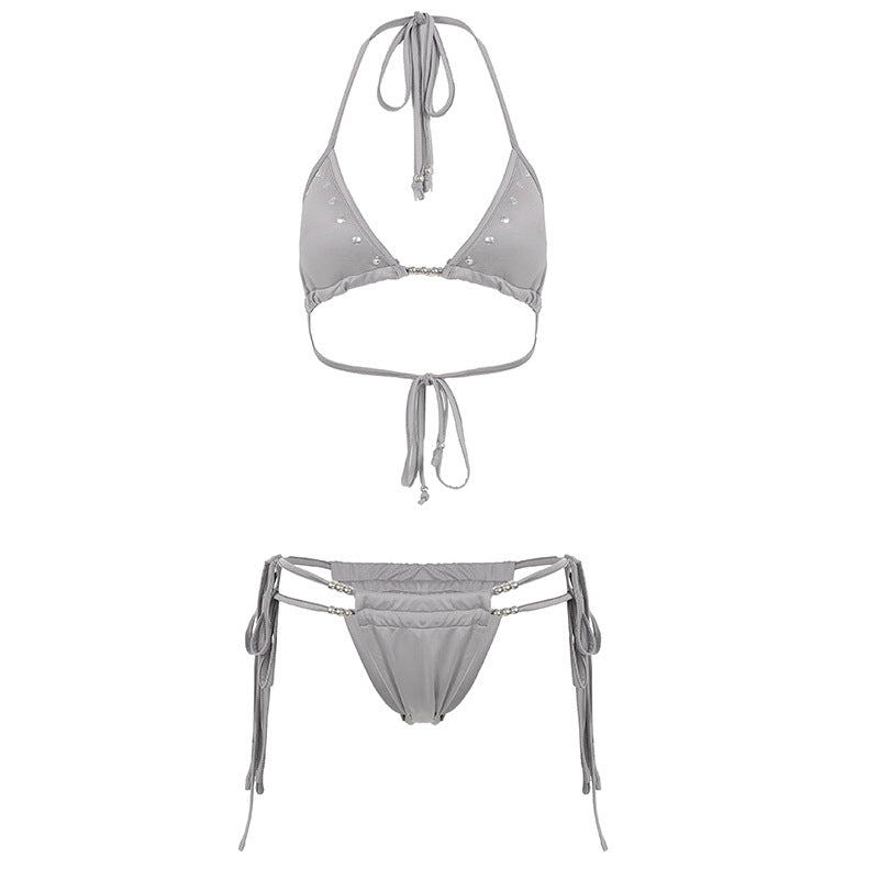 Dame Bikini-set med justerbare stropper og glitrende elementer Skjora
