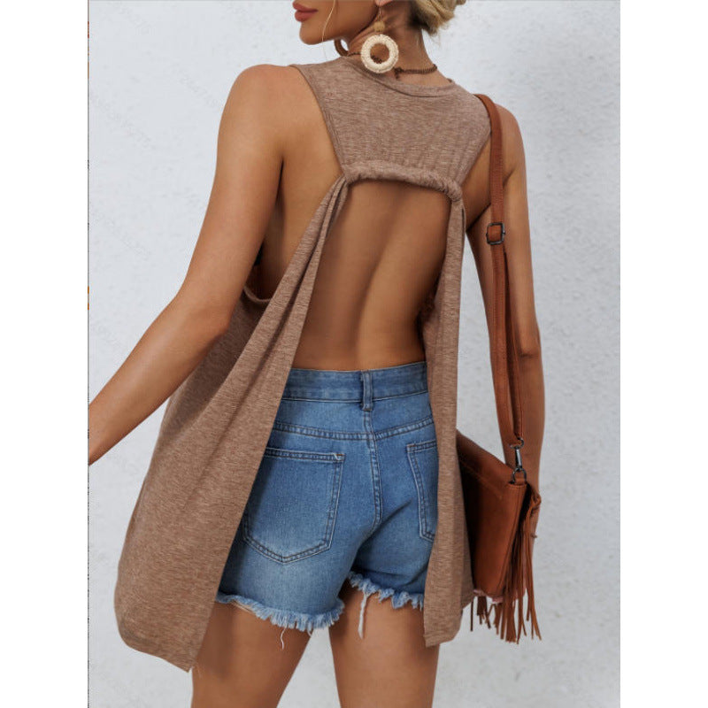 Dame casual tank top med asymmetrisk søm og praktisk brystlomme Skjora