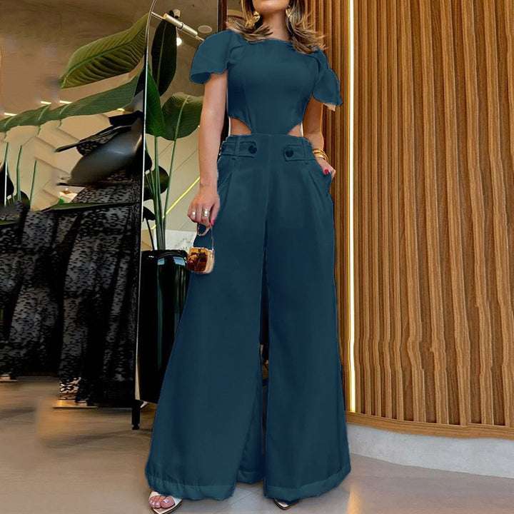 Dame Elegant jumpsuit med snittdetaljer og myke flytende bukseben Skjora