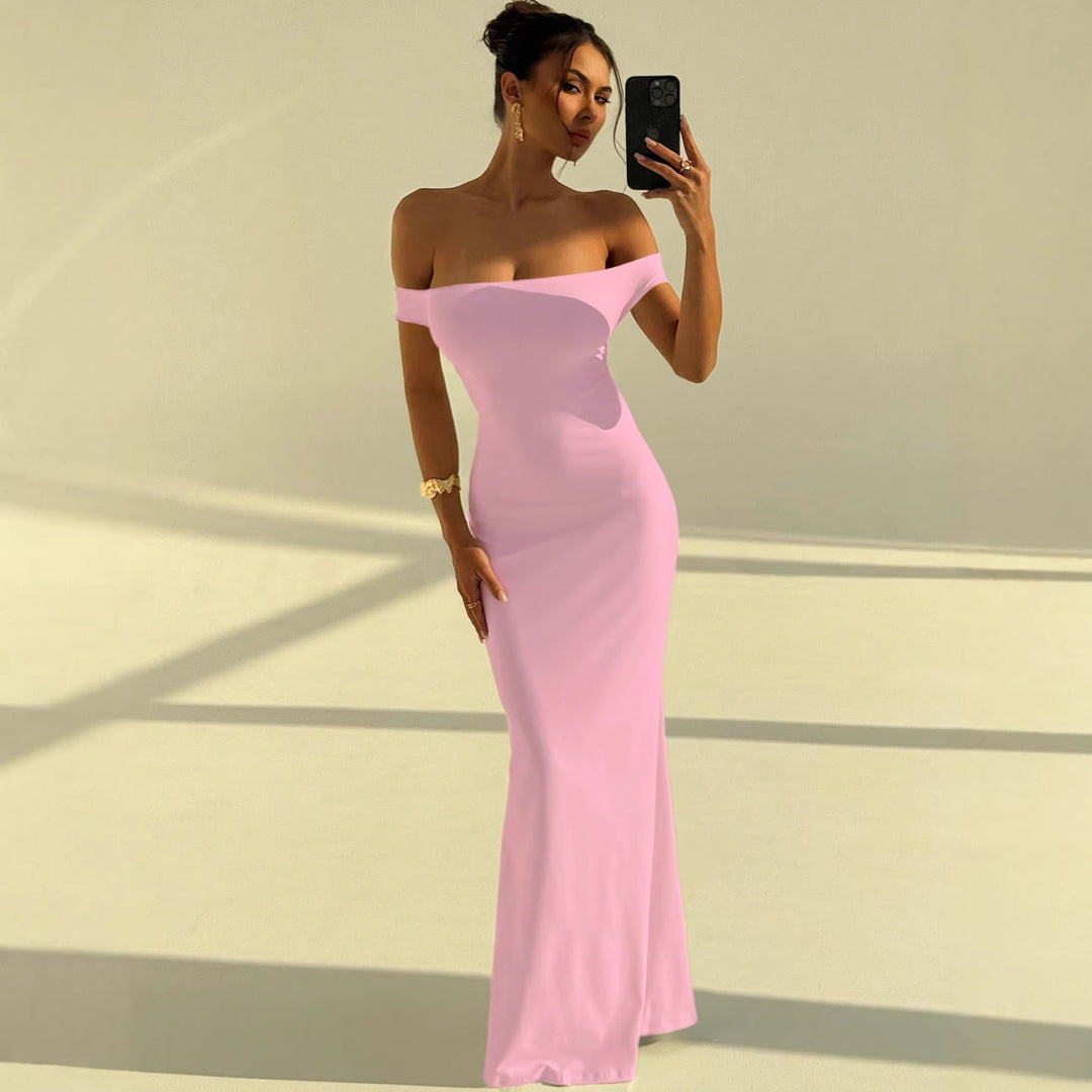 Damer Elegant Off-Shoulder Maxikjole med figurnær passform Skjora