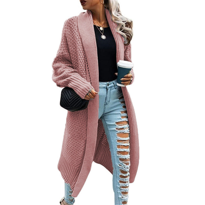 Dame Chunky Strikket Cardigan med Ledig Passform og Elegant Stikk Struktur Skjora