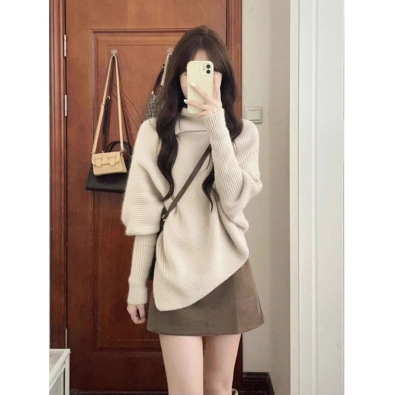 Kvinnes oversized genser med asymmetrisk hem Skjora
