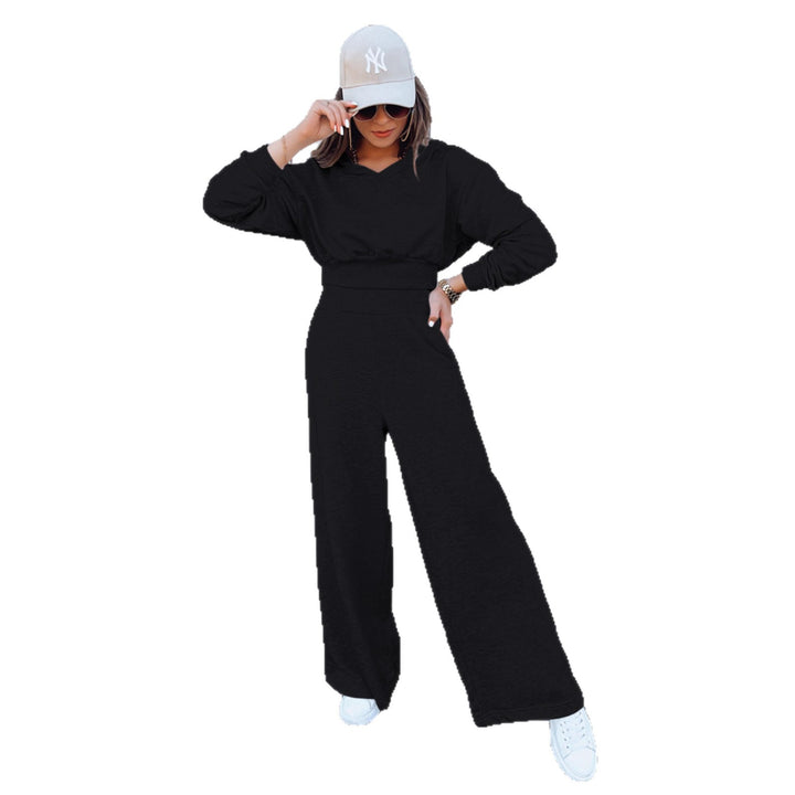 Kvinne casual jumpsuit med vide ben og praktisk hette Skjora