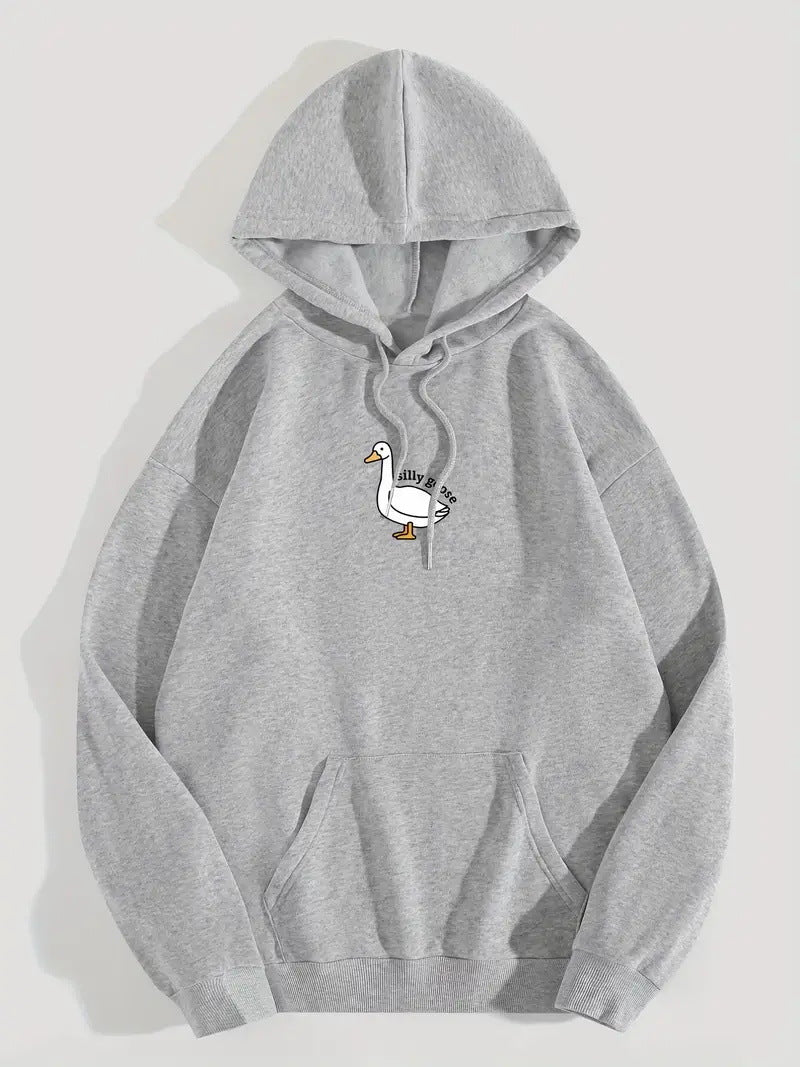 Women's hoodie with a creative goose motif and soft fleece interior Skjora