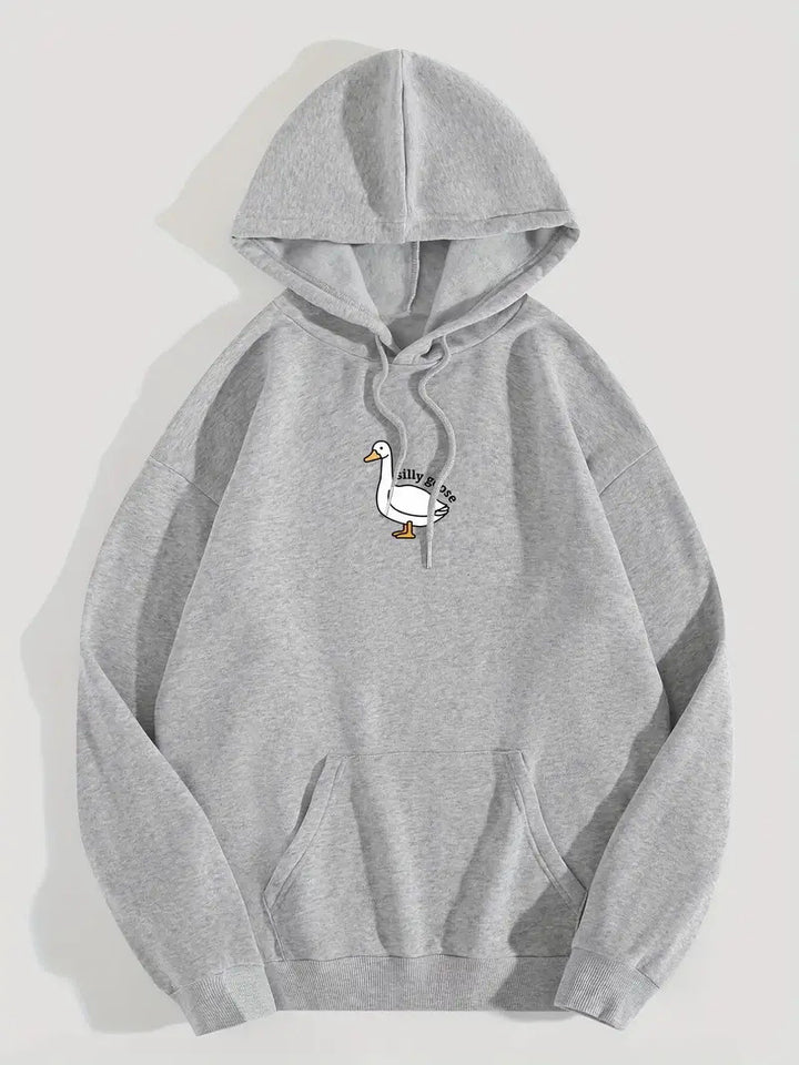 Women's hoodie with a creative goose motif and soft fleece interior Skjora