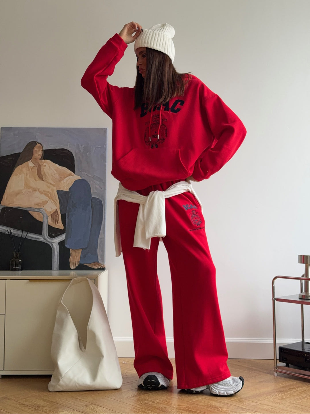 Damer Casual Oversized Genser og Løse Joggebukser Sett Skjora