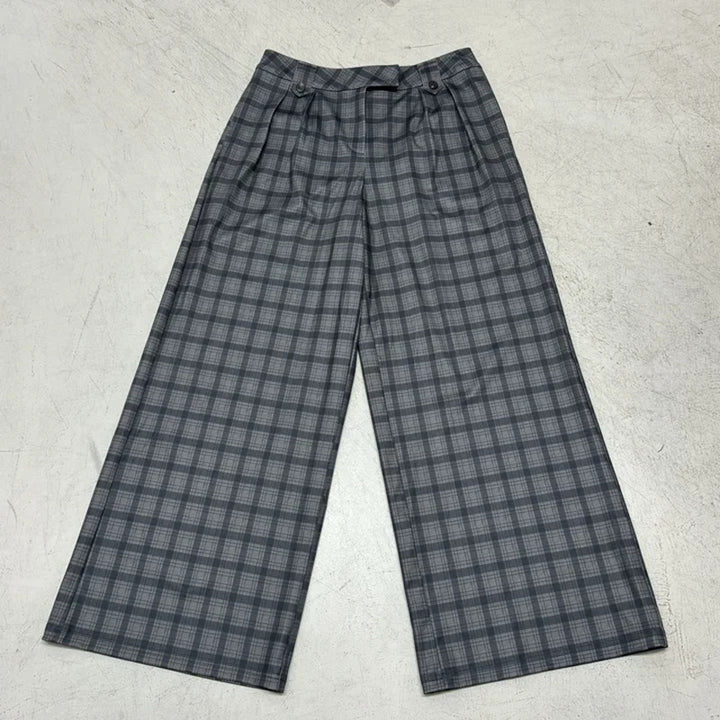 Damer Rutete Culotte-bukser med høy midje og elegant folder Skjora
