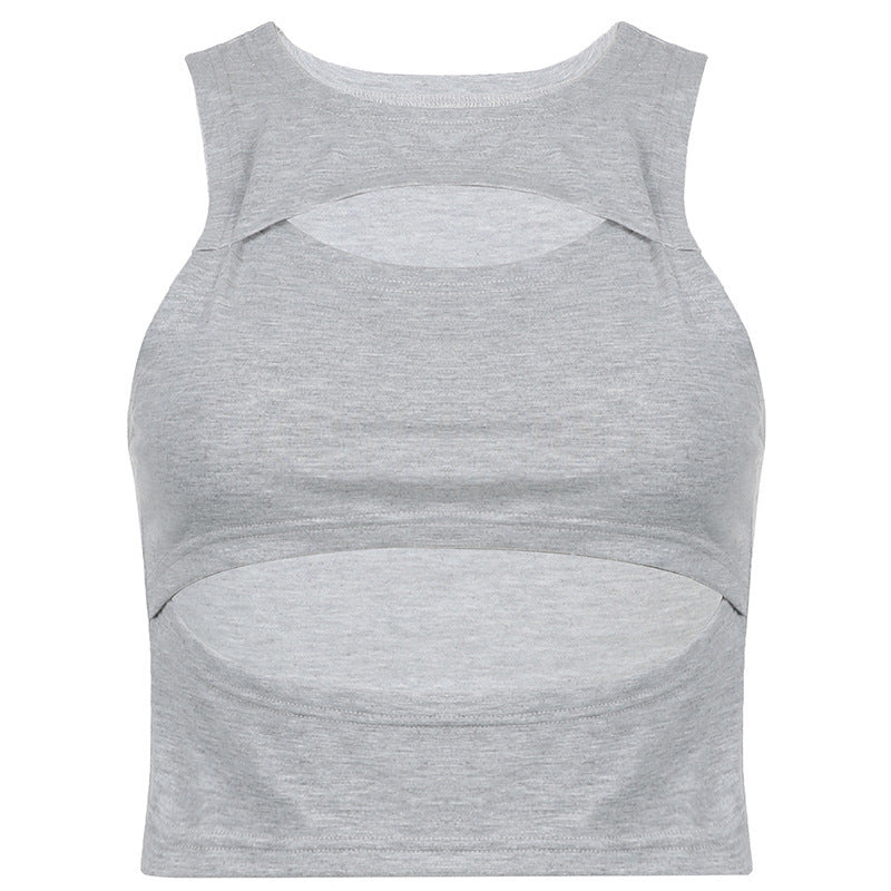 Dame sporty Crop-Top med cut-out-design og pustende stoff Skjora