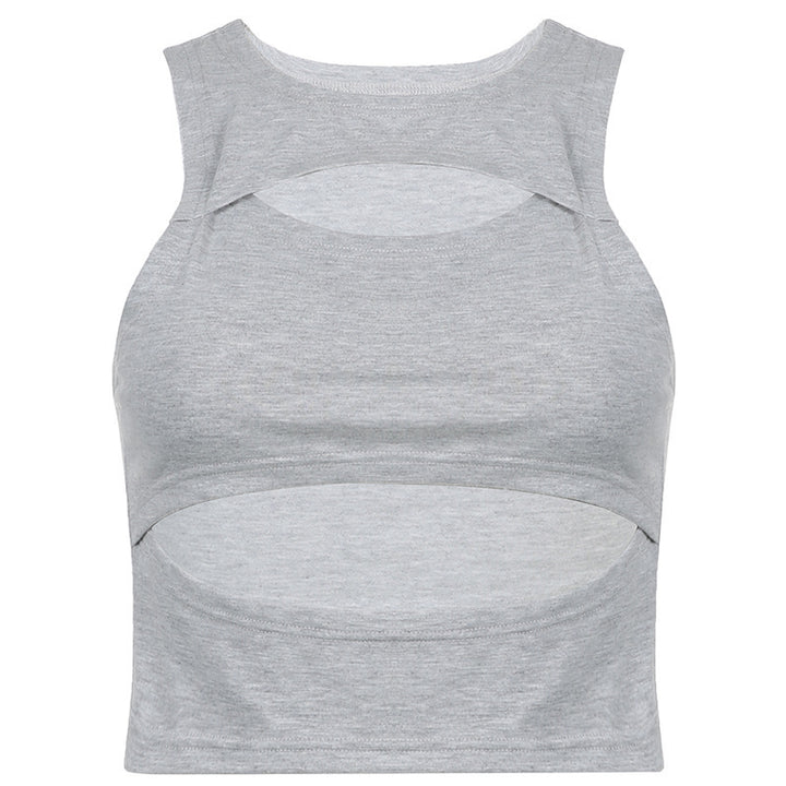 Dame sporty Crop-Top med cut-out-design og pustende stoff Skjora