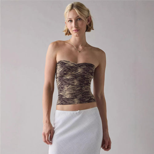 Dame Bandeau-top med raffinerte striper Skjora