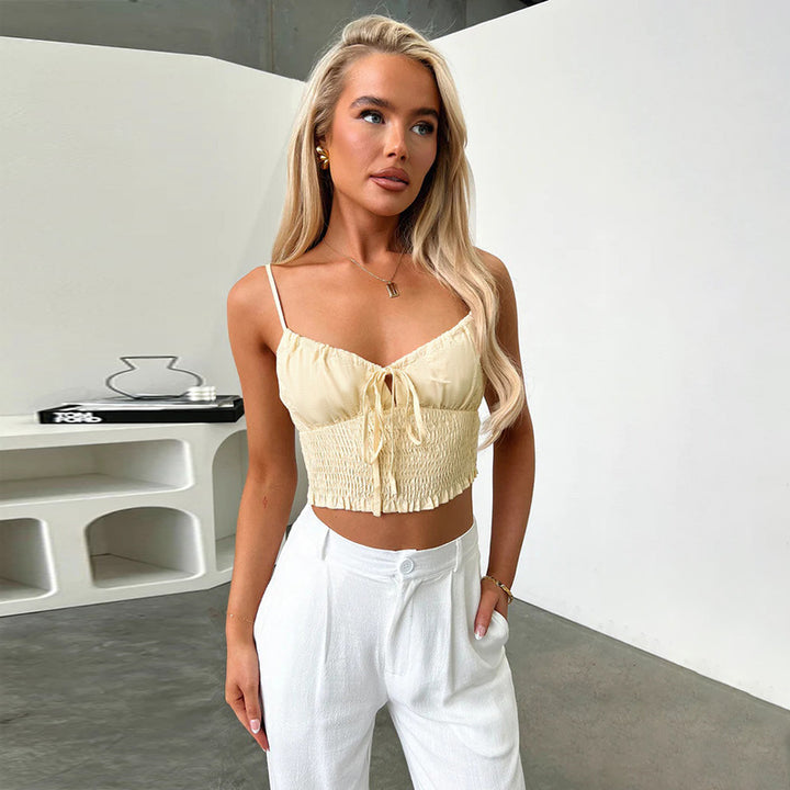 Kvinner lekne snørede crop top Skjora