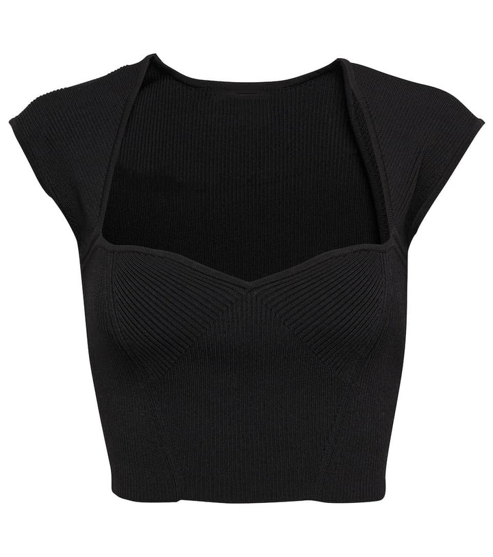 Dame Crop-Top med strukturert snitt og dyp V-hals Skjora