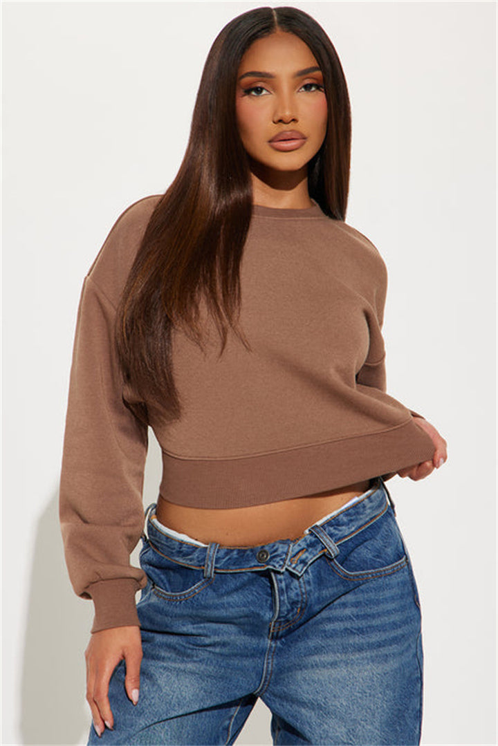 Dame cropped genser med voluminøse ermer Skjora