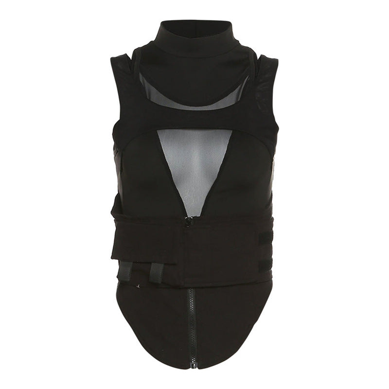 Women's Sporty tank top with innovative high-neck design and adjustable straps Skjora