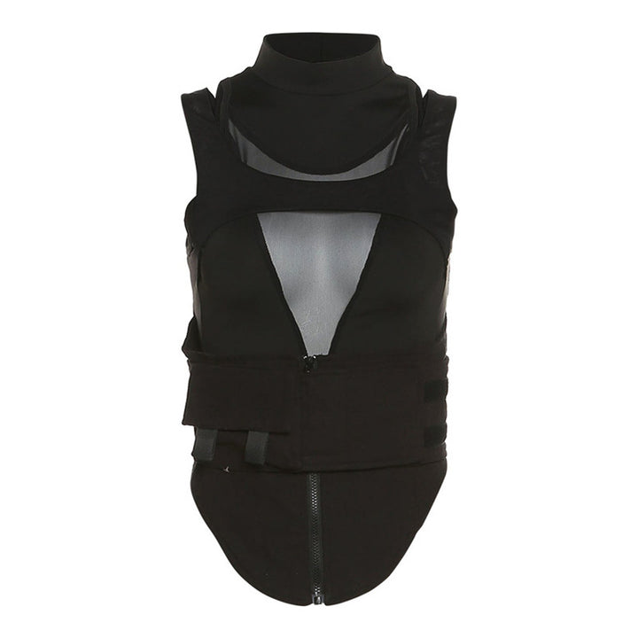 Women's Sporty tank top with innovative high-neck design and adjustable straps Skjora