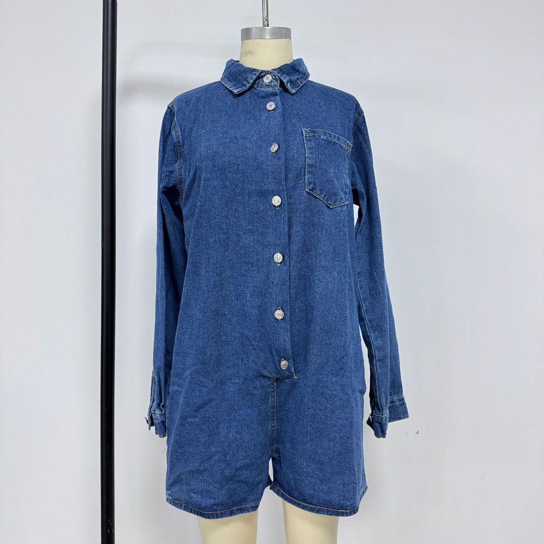 Dame Jeans-Overall med kort erme og praktiske lommer Skjora