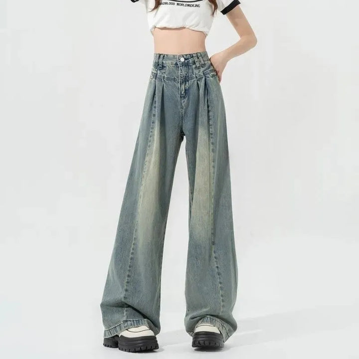 Kvinnes Høy Midje Løse Jeans med Piler
