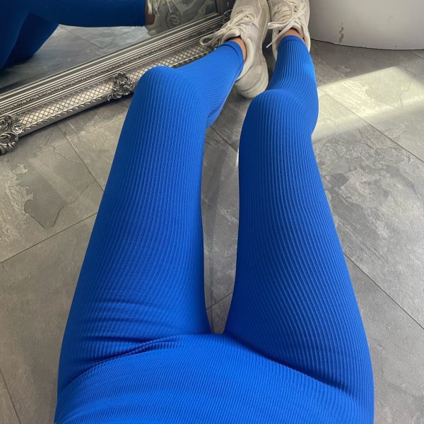 Damer Høy Kvalitet Ribbet Design Tights med Høy Talje Skjora