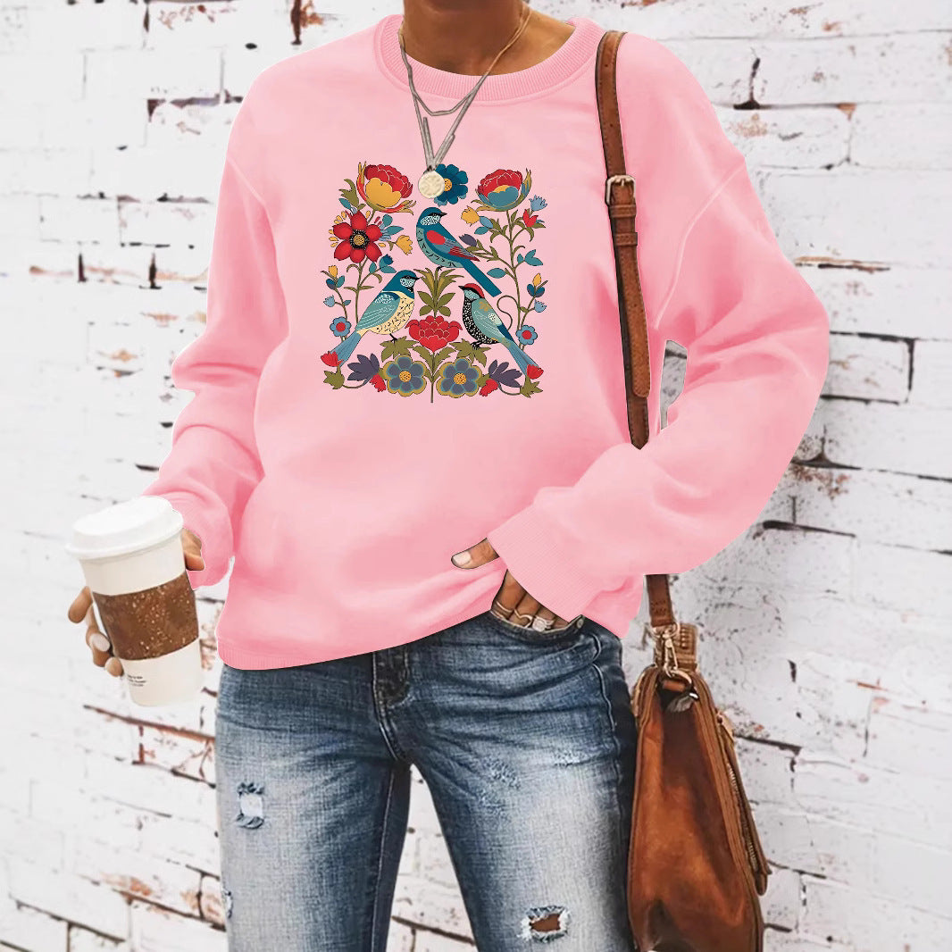 Damegenser med blomsterfuglmotiv og casual snitt Skjora