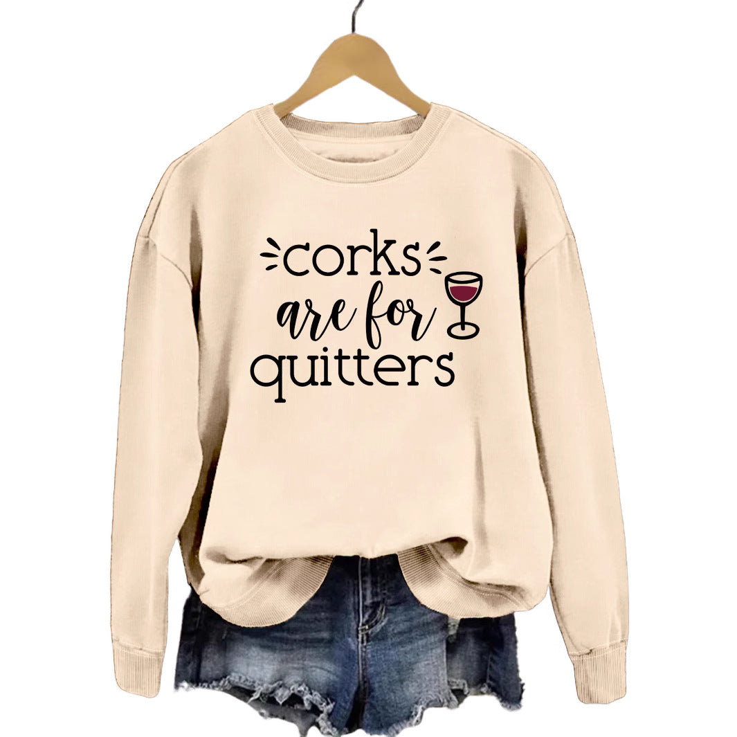 Dame sweatshirt med kreativt slogan og avslappet snitt Skjora