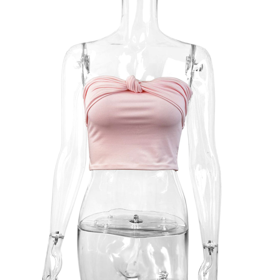 Dame Bandeau Crop-Top med knute-design Skjora