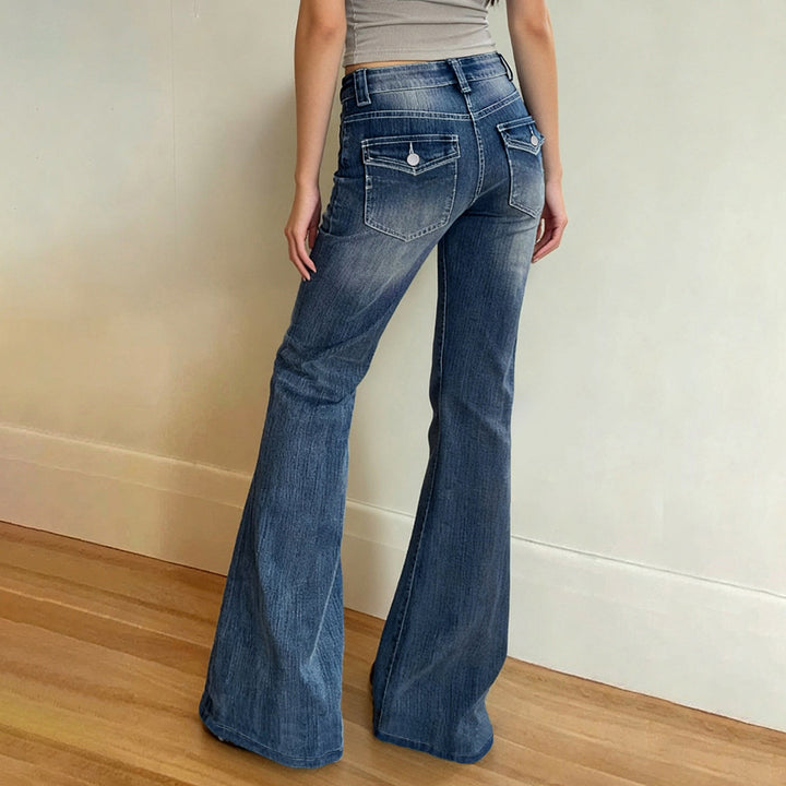 Dame Flared Jeans i avslappet vintage-stil med høy midje og stilige vasker Skjora