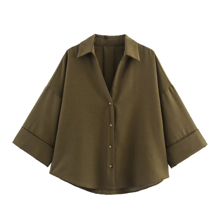 Dame skjorte-bluse med avslappet snitt og elegante 3/4-ermer Skjora