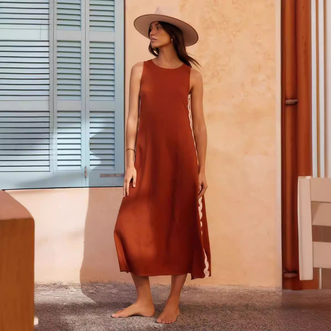 Dame maxi kjole med elegant snitt og dekorative detaljer Skjora