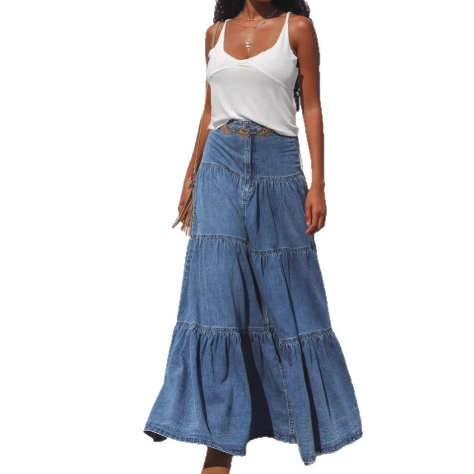 Kvinne luftig denimkjole Skjora