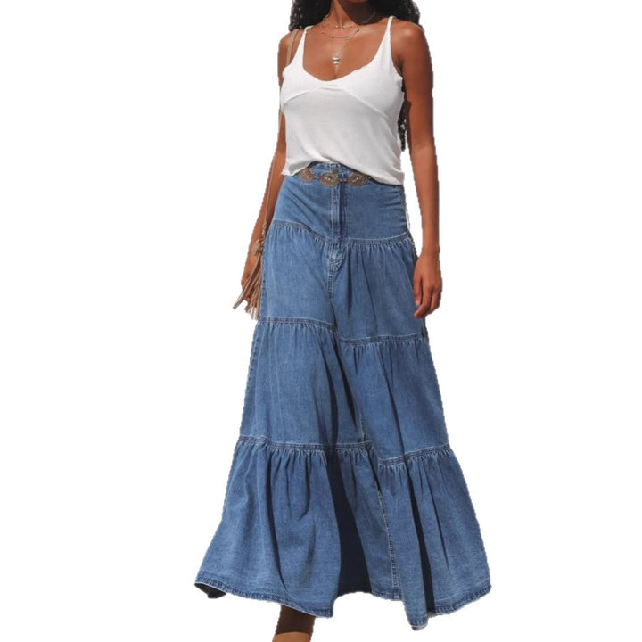 Kvinne luftig denimkjole Skjora