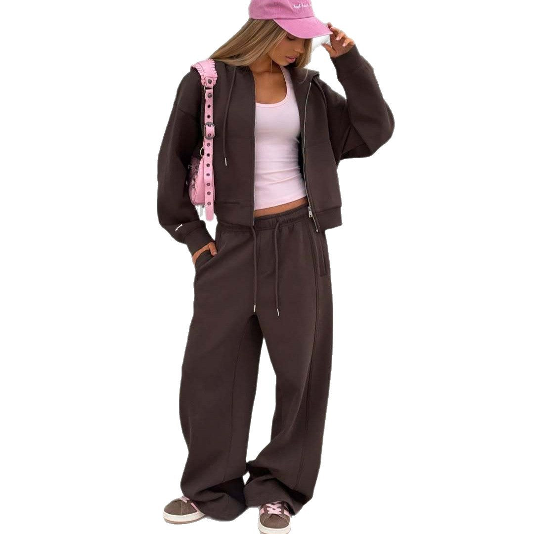 Damer casual crop topp hettegenser med løs passform og komfortable joggebukser Skjora