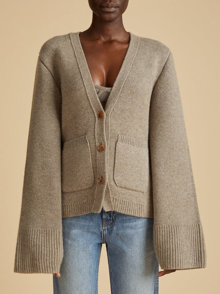 Damer Kose-strikk cardigan med overdimensionerte ermer Skjora