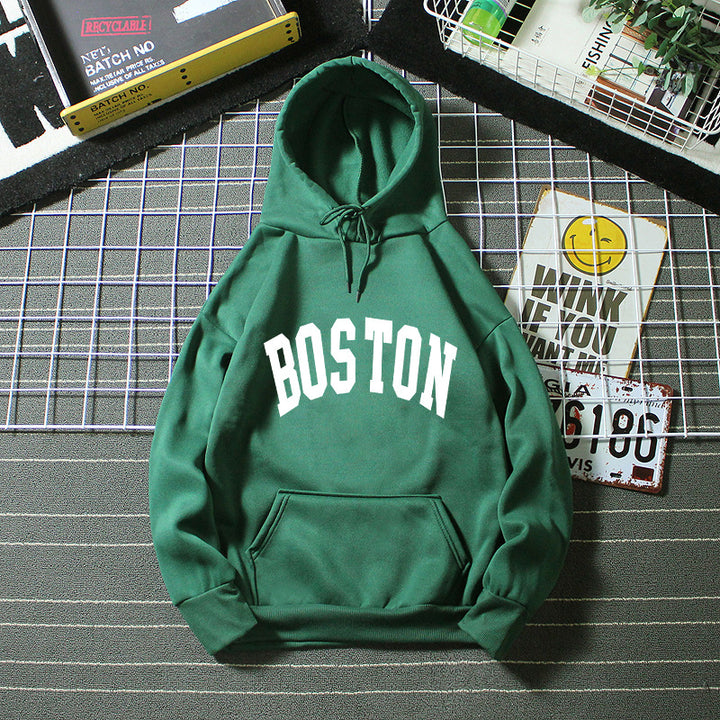 Dame hettegenser med klassisk Boston-print Skjora