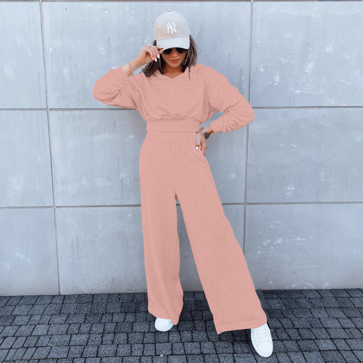 Kvinne casual jumpsuit med vide ben og praktisk hette Skjora