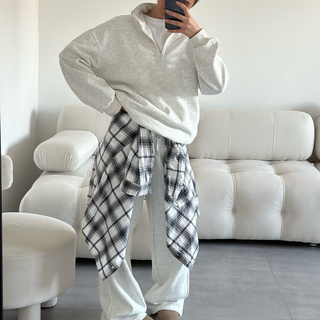 Damer casual fleece topp og komfortabel joggebukse sett Skjora