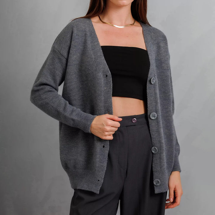 Dame koselig cardigan med knappdesign Skjora