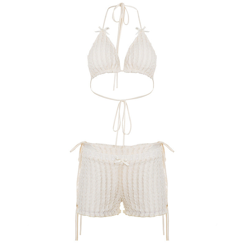 Dame triangel bikini sett med justerbare stropper og volangdetaljer Skjora
