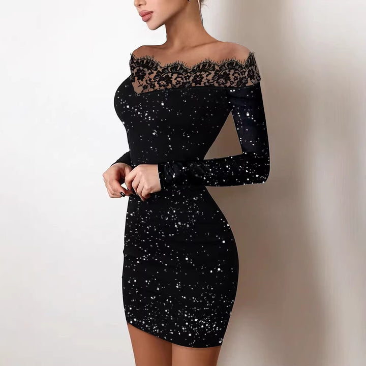 Dame Offshoulder Kjole med Spissdetaljer Skjora