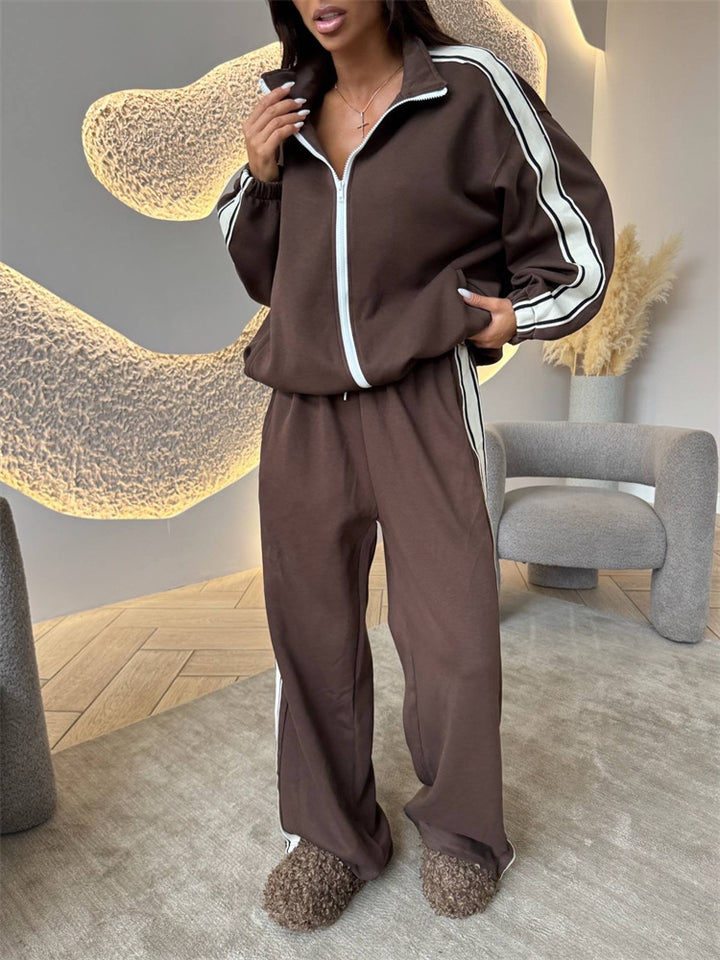 Women's Sporty Fleece Jogging Suit with High Side Slits Skjora