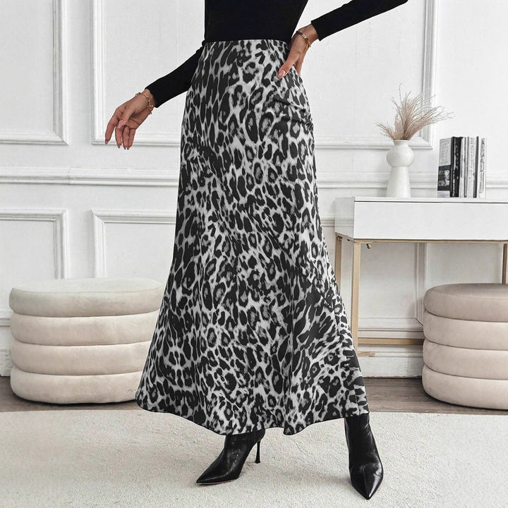 Dame maxiskjørt med moderne leopardmønster Skjora