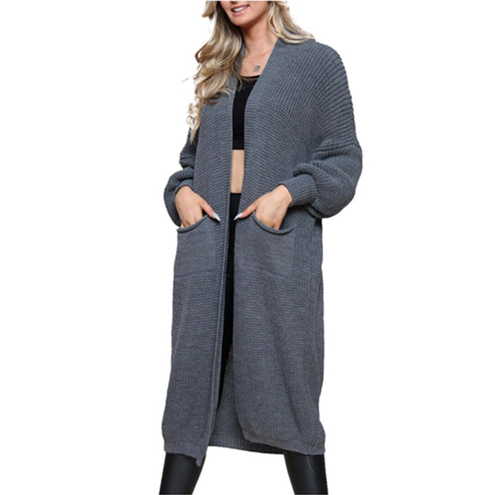 Kvinnes Chunky Strikket Cardigan med Åpne Lommer og Casual Design Skjora