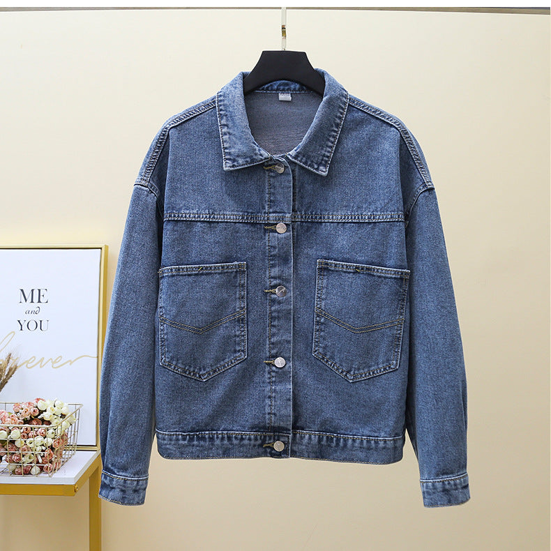 Dame denimjakke med store lapplommer Skjora