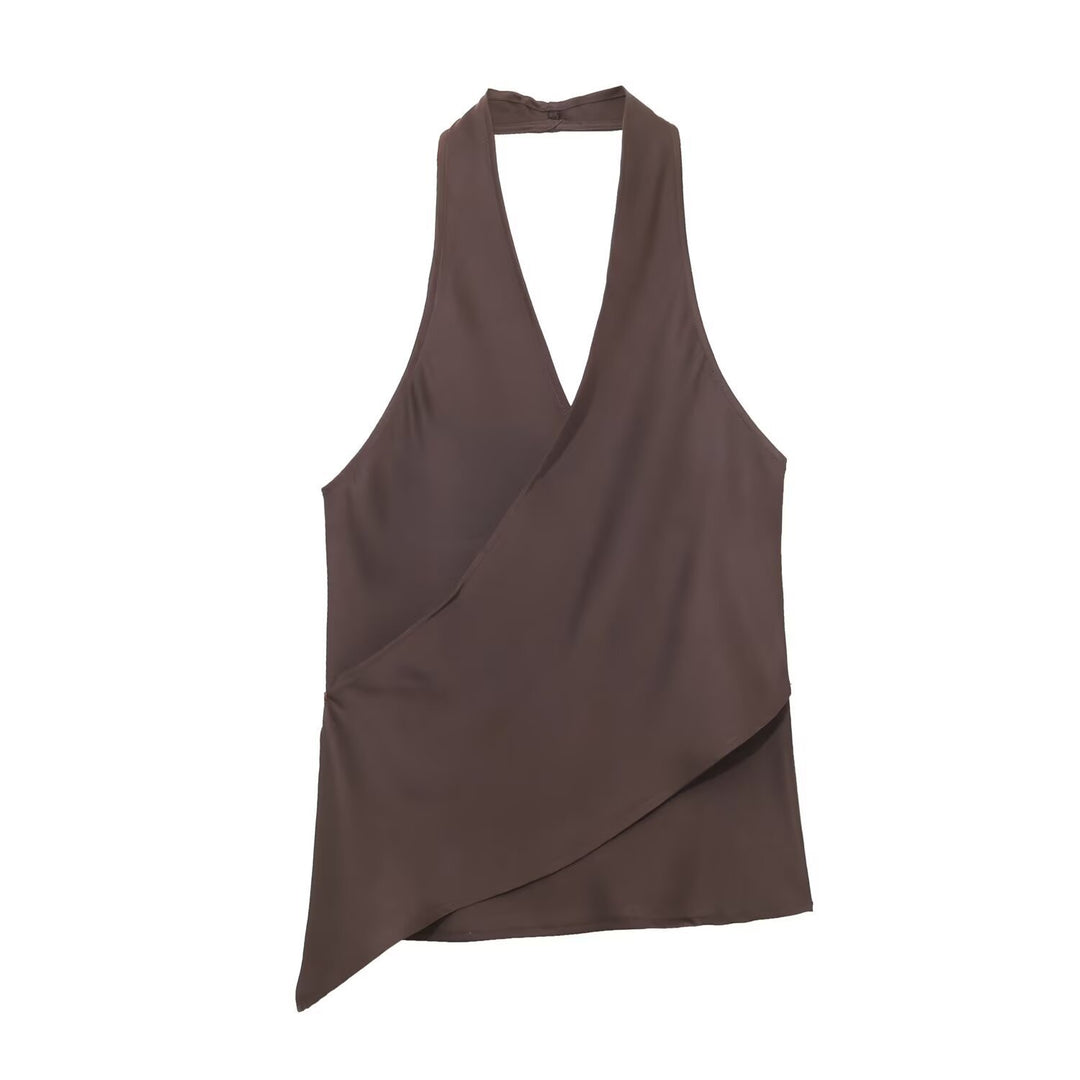 Dame omslagsbluse med V-hals Skjora