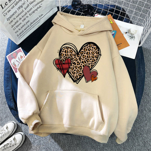 Damen Kapuzenpullover mit verspieltem Herzmuster Skjora