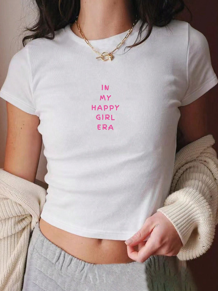 Dame Crop Top med 90-talls trykk Skjora