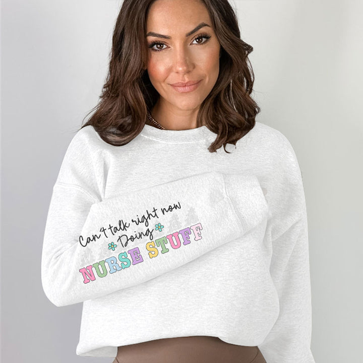 Dame sweatshirt med fargerik grafisk design og originalt pleiemotiv Skjora