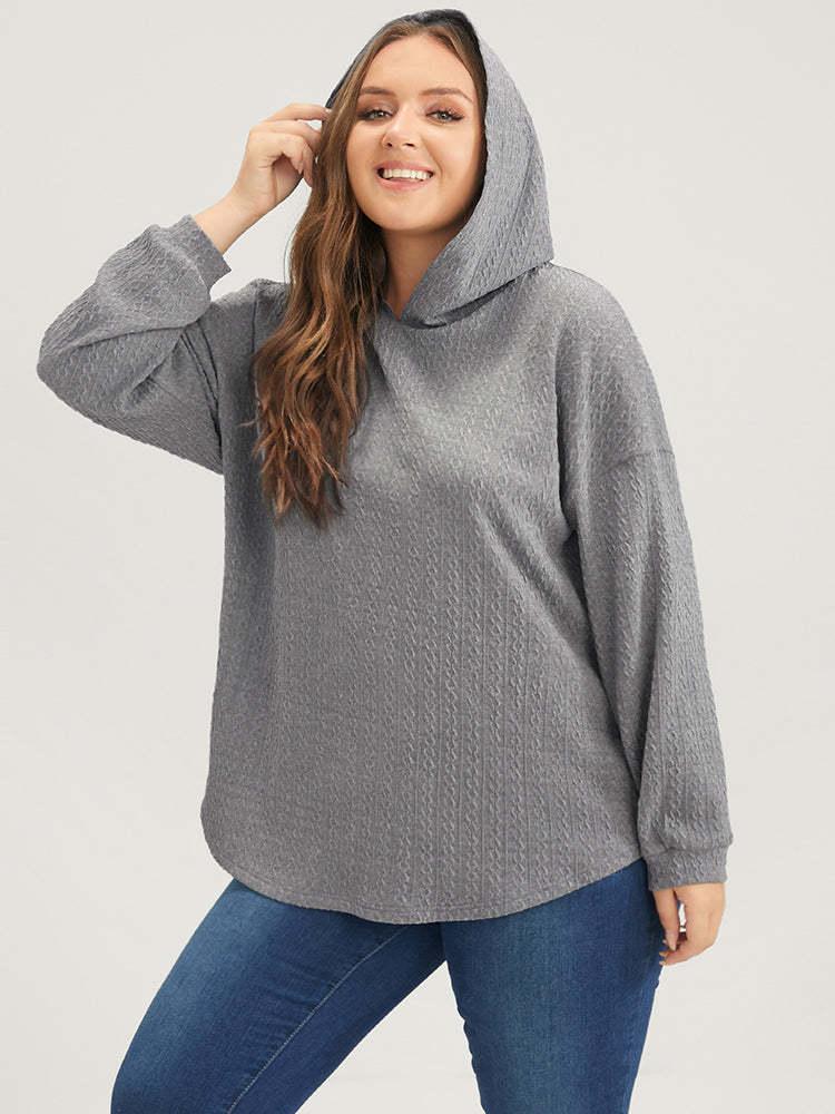 Kvinne Casual Hoodie med Teksturert Design Skjora