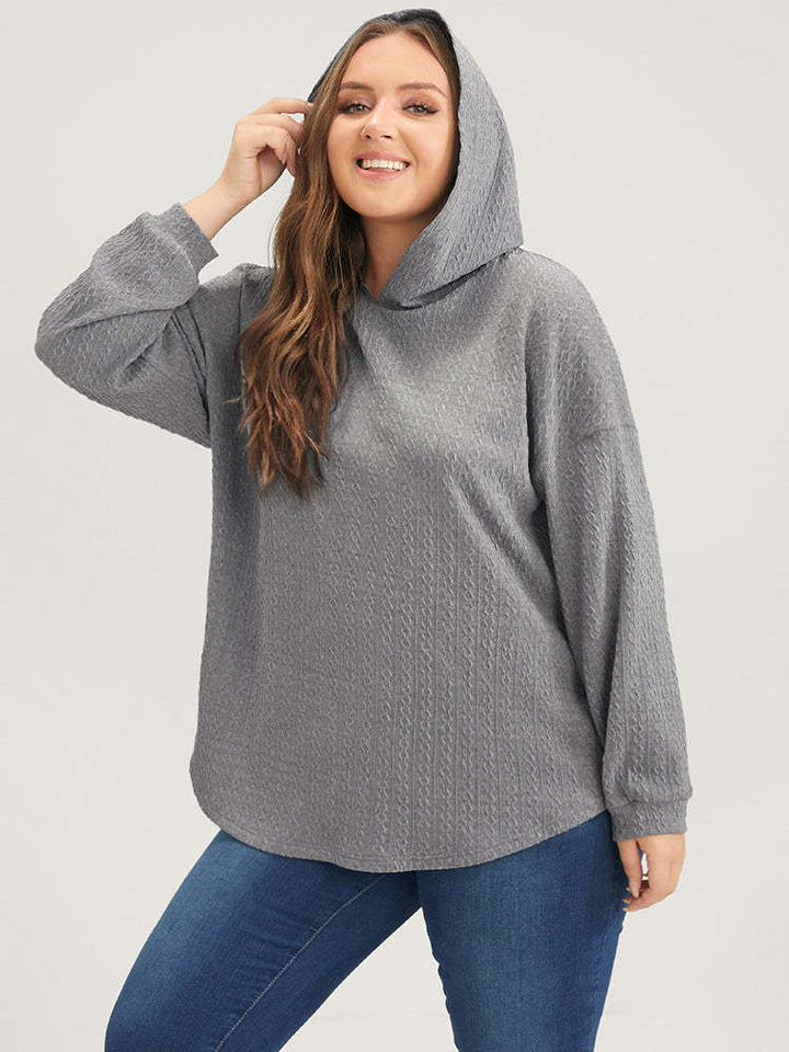 Kvinne Casual Hoodie med Teksturert Design Skjora